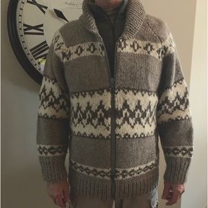 Vintage Hand Knit Cowichan style sweater, 100% Pure Virgin Wool